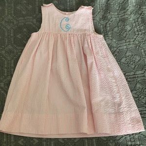 Pink and White Seer Sucker w “C” Monogram